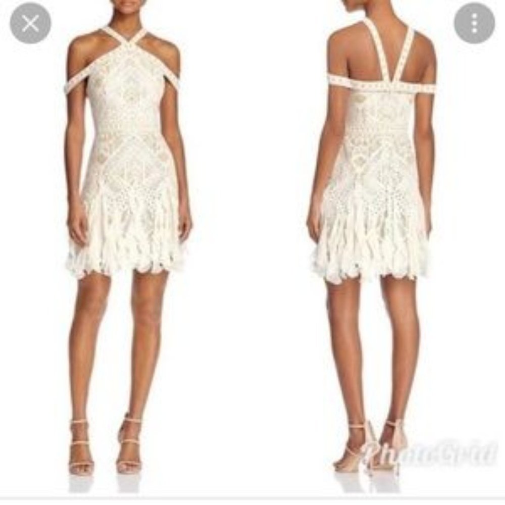 BCBG MaxAzria Leighann White Lace Mini Dress